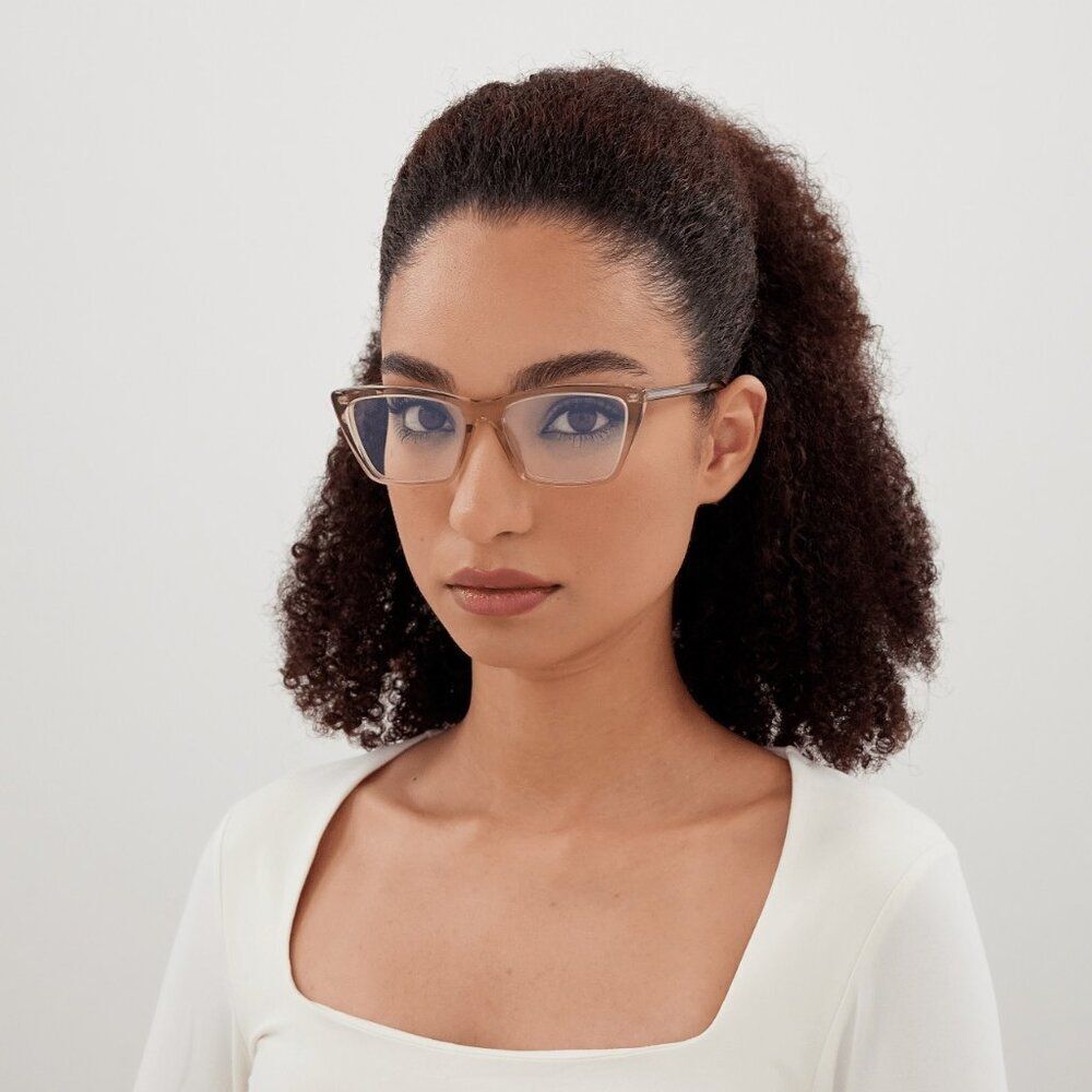 Saint Laurent Women Eyeglasses Beige Cat Eye SL737 MICA THIN OPT 004 BRAND NEW